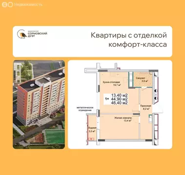 1-комнатная квартира: Нижний Новгород, квартал Кооперативный посёлок, ...