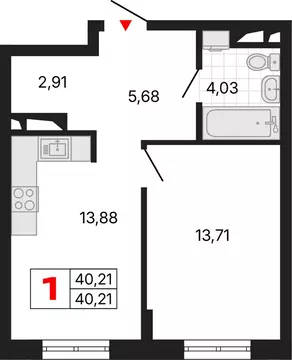 1-комнатная квартира: Екатеринбург, жилой район Втузгородок (40.22 м)