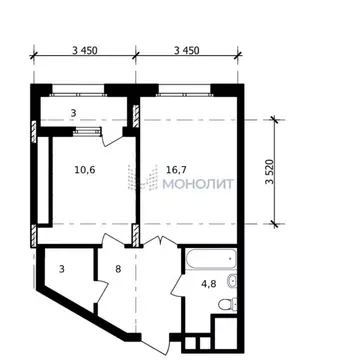 1-к кв. Нижегородская область, Нижний Новгород ул. Владимира ...