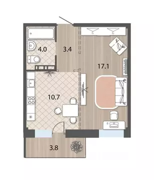 1-к кв. Иркутская область, Иркутск ул. Варламова, 104/1 (39.0 м)