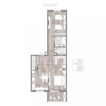 2-к кв. Хабаровский край, Хабаровск пос. Березовка, Эколенд жилой ...