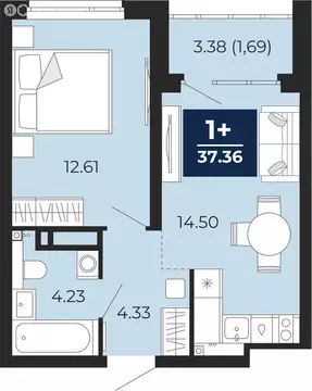 1-комнатная квартира: Тюмень, Арктическая улица, 16 (37.36 м)