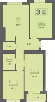 3-к кв. Калининградская область, Пионерский ул. Гептнера, 17 (77.84 м)