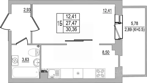 1-к кв. Псковская область, Псков ул. Юности, 32 (30.36 м)