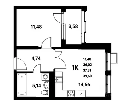 1-к кв. Воронежская область, Воронеж наб. Чуева, 7 (37.81 м)