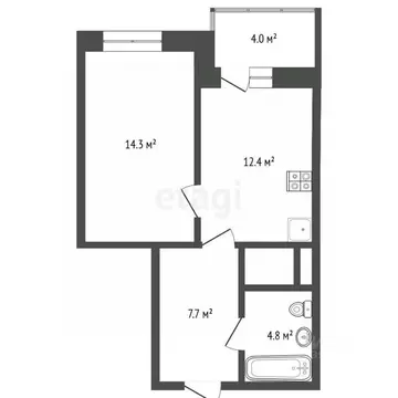1-к кв. Тюменская область, Тюмень ул. Мельникайте, 2к19 (38.5 м)