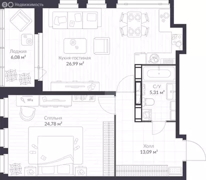 2-комнатная квартира: Санкт-Петербург, Парашютная улица, 79к1 (73.2 м)