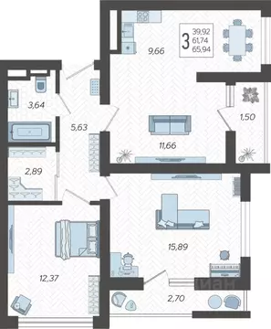 3-к кв. Краснодарский край, Сочи Бытха мкр, ул. Ясногорская, 16/2к3 ...