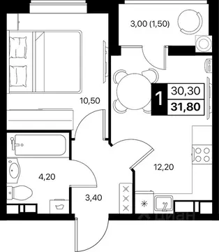1-к кв. Ростовская область, Ростов-на-Дону Эстет жилой комплекс (31.8 ...