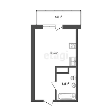 Квартира-студия: Тюмень, Велижанская улица, 66 (25.3 м)