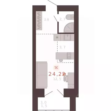 1-к кв. Алтайский край, Новоалтайск ул. Южсиба, 52А (24.2 м)