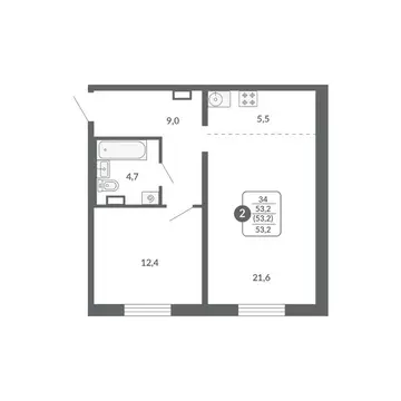 2-к кв. Кировская область, Киров ул. Потребкооперации, 34 (53.2 м)