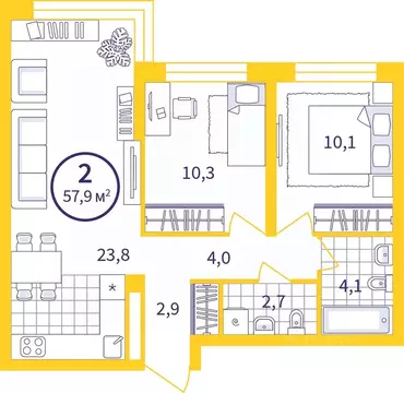 2-к кв. Свердловская область, Екатеринбург Уктус жилрайон, Астон ...
