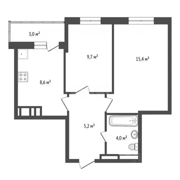2-к кв. Башкортостан, Уфа ул. Летчика Кобелева, 3 (45.0 м)