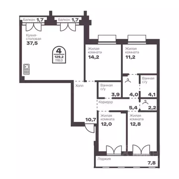 4-к кв. Челябинская область, Челябинск просп. Ленина, 19В (118.0 м)