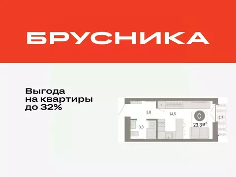 Студия Тюменская область, Тюмень Республики 205 жилой комплекс (23.25 ...