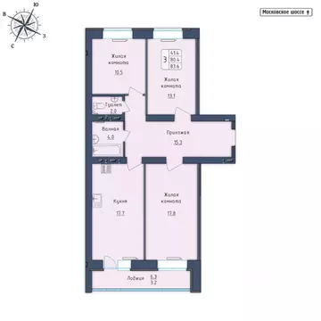 3-к кв. Орловская область, Орел Московское ш., 7Б (83.6 м)