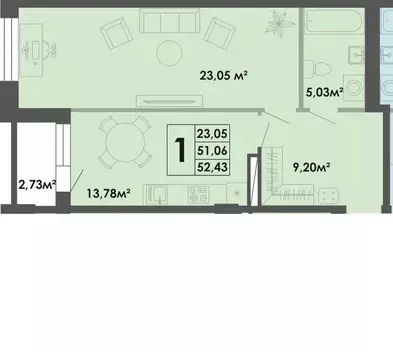 1-к кв. Саха (Якутия), Якутск ул. Богатырева, 9 (52.47 м)
