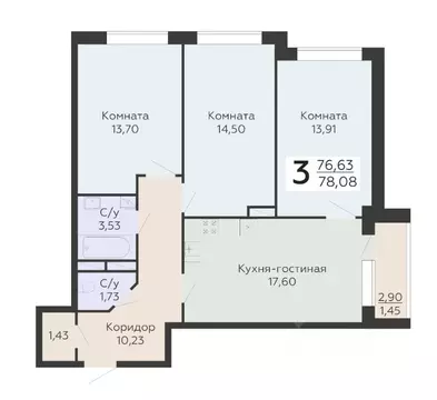 3-к кв. Воронежская область, Воронеж Никитинские сады жилой комплекс ...