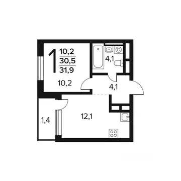 1-к кв. Москва Новые Ватутинки жилрайон, Заречный мкр,  (31.9 м)