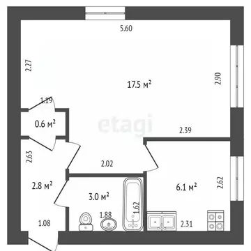 1-к кв. Башкортостан, Стерлитамак ул. Кочетова, 23Б (29.7 м)
