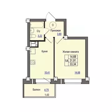 1-к кв. Псковская область, Псковский район, Завеличенская волость, д. ...