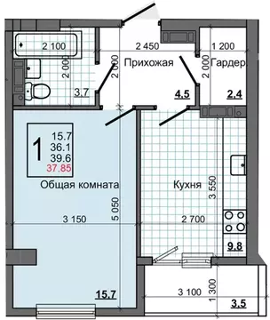 1-к кв. Крым, Симферопольский район, Мирновское с/пос, с. Белоглинка ...