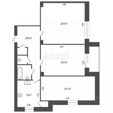 3-к кв. Вологодская область, Череповец ул. Металлургов, 16 (72.5 м)