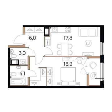 1-к кв. Вологодская область, Череповец Рыбинская ул., 69 (51.6 м)