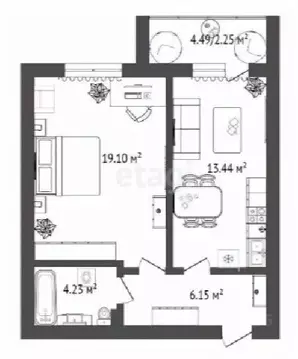 1-к кв. Омская область, Омск ул. Гусарова, 48 (46.45 м)