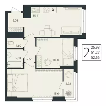 2-к кв. Волгоградская область, Волгоград ул. Степана Разина, 27/1 ...