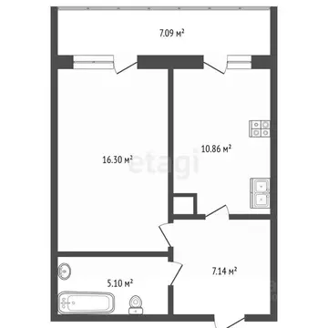 1-к кв. Самарская область, Самара Волжское ш., 123 (39.4 м)