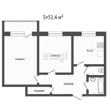 2-к кв. Коми, Усинск ул. Нефтяников, 50 (51.7 м)