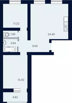 2-к кв. Саратовская область, Саратов ул. Имени Николая Егорова (70.28 ...