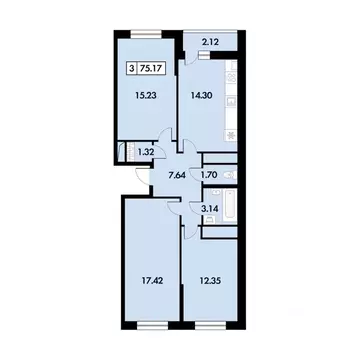 3-к кв. Рязанская область, Рязанский муниципальный округ, с. Дядьково ...