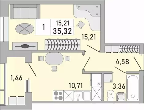 1-к кв. Башкортостан, Уфа Бакалинская ул., 9/1 (35.32 м)