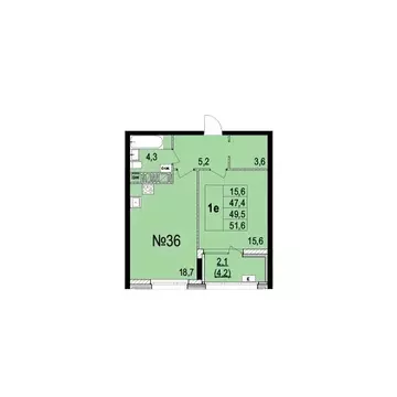 1-комнатная квартира: Ярославль, улица Лисицына, 23 (49.5 м)
