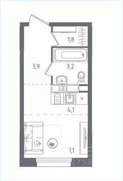 Студия Москва пос. Газопровод, ул. 5-я Лесные Поляны, 29 (20.1 м)