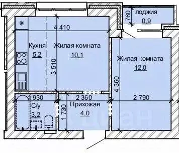 2-к кв. Алтайский край, Барнаул ул. Анатолия (35.4 м)