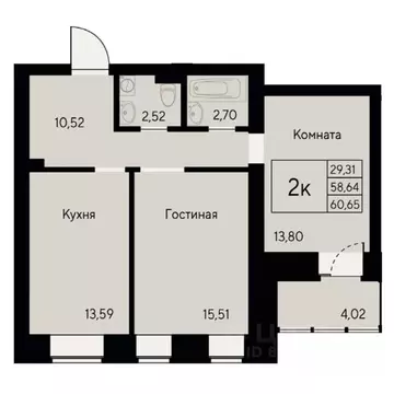 2-к кв. Красноярский край, Красноярск ул. Елены Стасовой, 80 (61.5 м)
