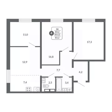 4-к кв. Кировская область, Киров ул. Потребкооперации, 34 (83.2 м)