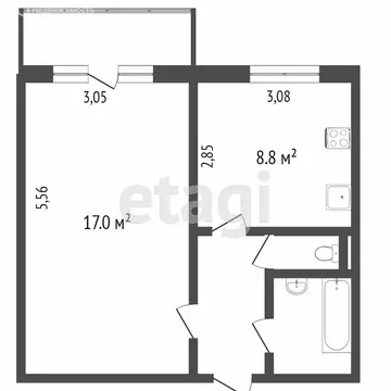 1-комнатная квартира: Челябинск, улица Чичерина, 36 (33 м)