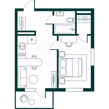 1-к кв. Дагестан, Дербент Новая История жилой комплекс (43.36 м)