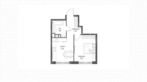 Квартира-студия: Москва, жилой комплекс Остров, 5-й квартал, 3 (38 м)
