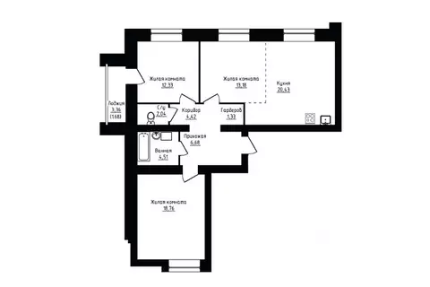 3-к кв. Вологодская область, Череповец Рыбинская ул., 33Б (87.04 м)