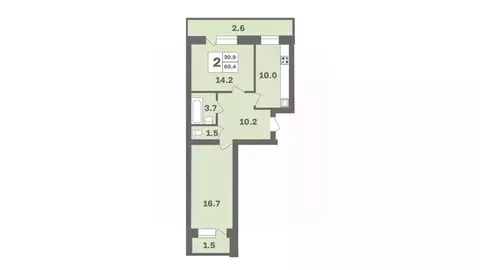 2-к кв. Башкортостан, Уфа Дагестанская ул., лит11 (60.4 м)