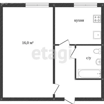 1-комнатная квартира: Ишим, Казанская улица, 36Г (25 м)