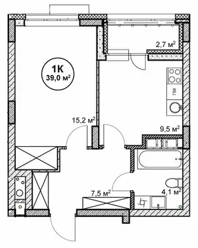 1-комнатная квартира: Нижний Новгород, посёлок Cовхоза Цветы (39 м)