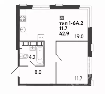 1-к кв. Санкт-Петербург ул. Шостаковича, 3к1 (42.9 м)