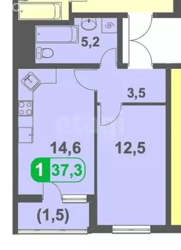 1-комнатная квартира: Анапа, Анапское шоссе, 24к1 (37.3 м)